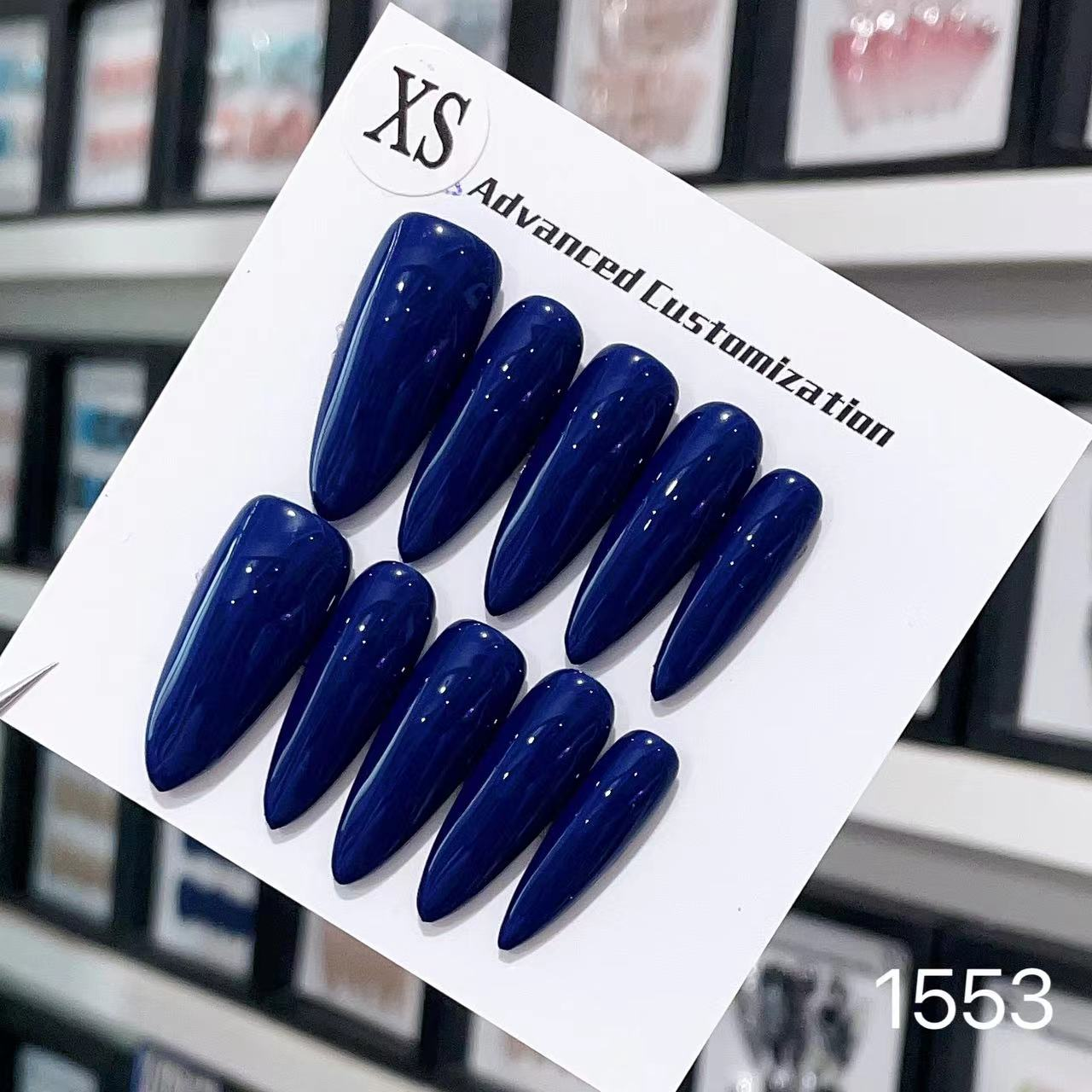 1553# Blue Length press on nails