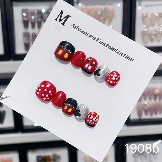 1908b# Mickey Mouse Red BB nails press on nails