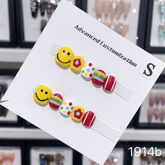 1914b #rainbow smiley bb nails press on nails