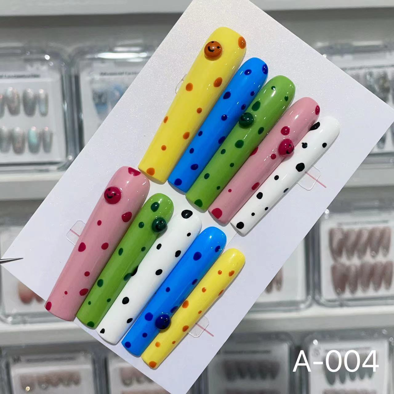 A-004# Rainbow Bubbles press on nails