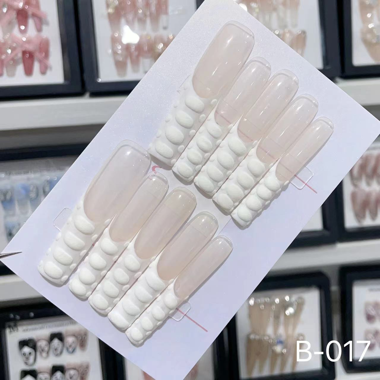 B-017# Cream white press on nails